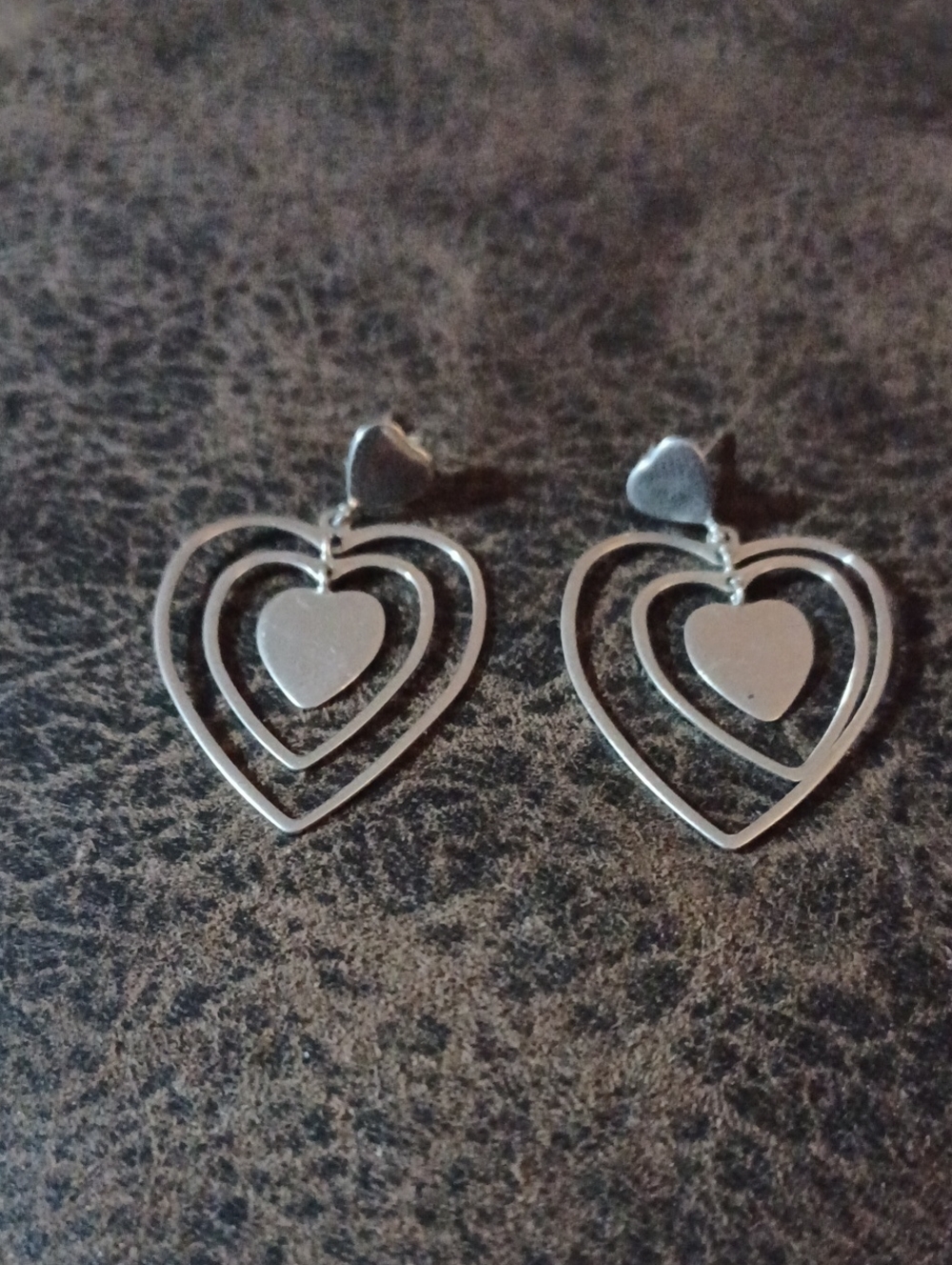 4/$60 Silver Heart Drop Earrings